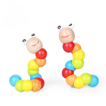 

Colorful Insects Puzzles Kids Educational Wooden Toys Baby Children Fingers Flexible Training Science Twisting Worm Toys