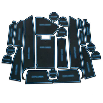 

22pcs Non-Slip Rubber Interior Car Door Armrest Storage Panel Mat Cup Holder Slot Pad Cover Sticker For Ford explorer