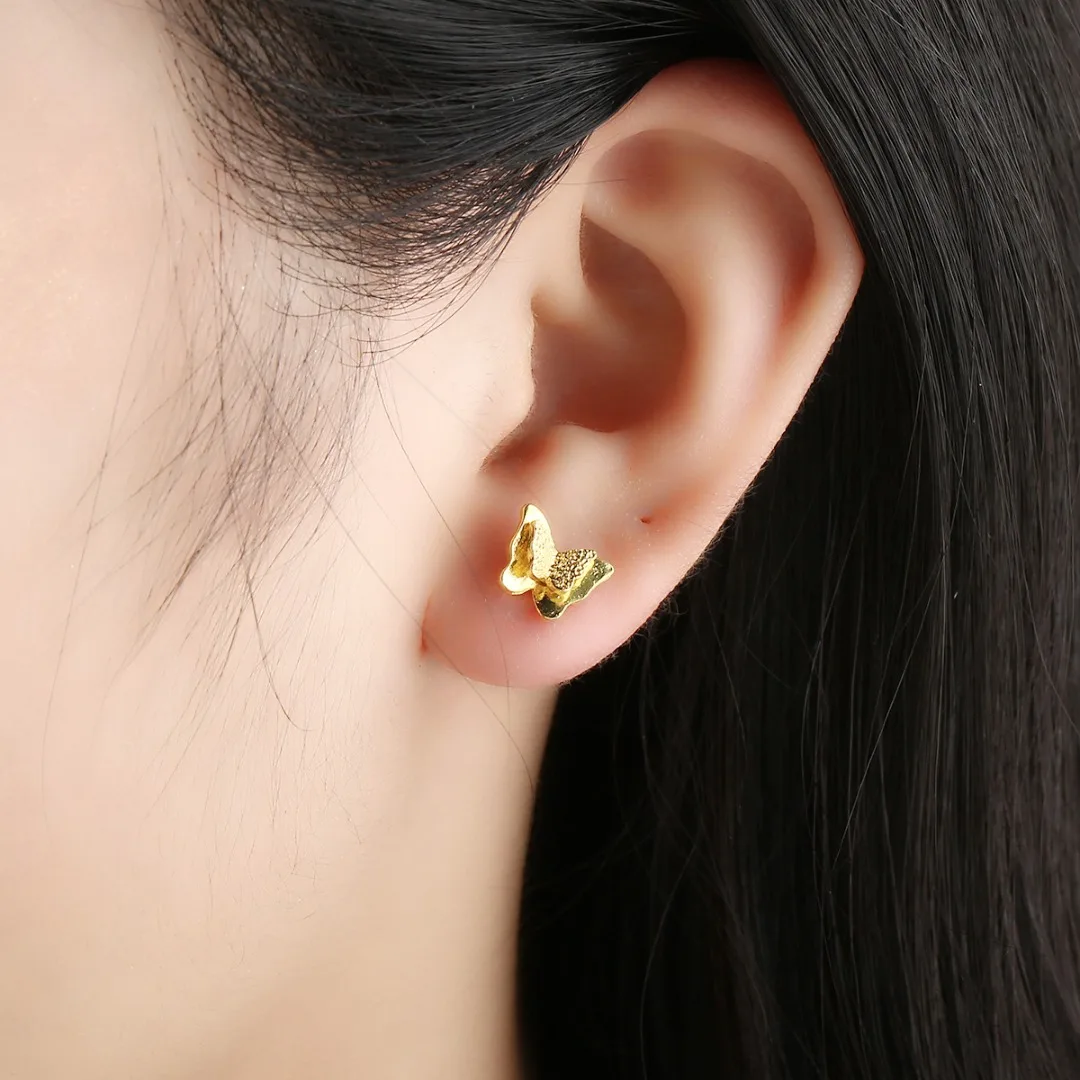 Charming Stainless Steel Lovely Butterfly Ear Stud Rose Gold Sliver Color Fashion Earrings Chic Animal Jewelry Gifts For Women