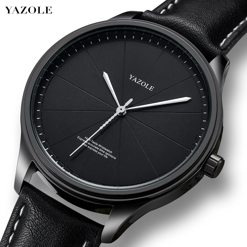 

YAZOLE Fashion Large Dial Men Quartz Watch Black Brown Leather Men's Clock Wristwatch Casual Sport Watches Relogio Masculino