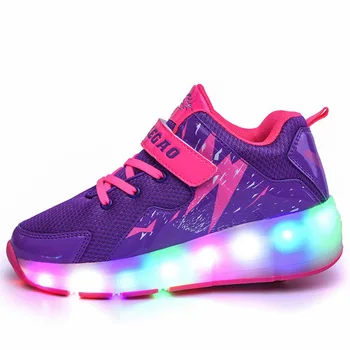 

Children Casual Shoes Children's Shoes boy's girl's outdoor sport mesh LED lighted roller skateboarding shoes size 30-40 new hot