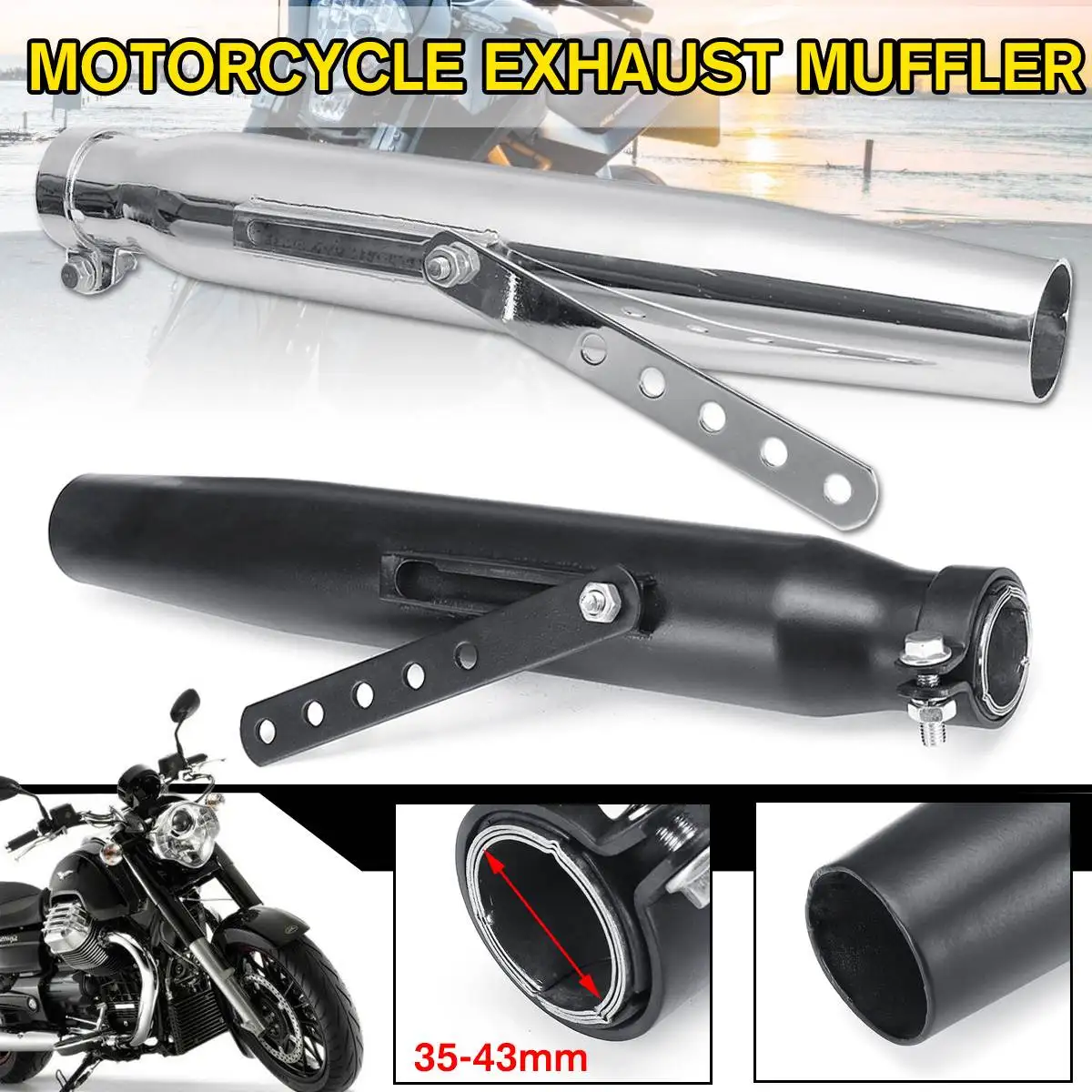 

Universal Motorcycle Exhaust Pipe Muffler Tail Retro Silencer for Harley for ATV for Bike with Pipe Diameter 35-43mm Muffler