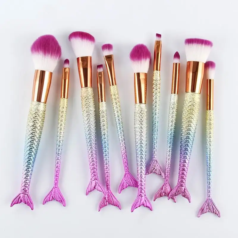 Mermaid Makeup Brushes  10pcs (6)