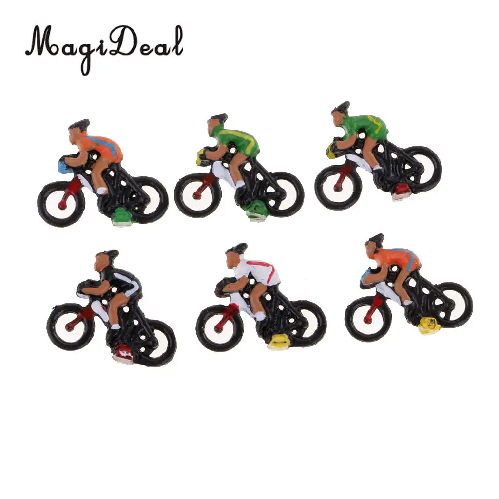 MagiDeal 12Pcs/Lot Miniature 1/87 Ho Model Landscape Cyclist DIY Landscape Sand Table Layout for Collectables Child Funny Toy