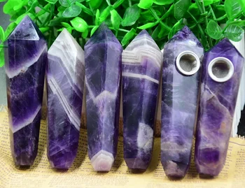 

Natural Purple Dream Amethyst Quartz Crystal Wand Smoking Pipe + Cstrainer