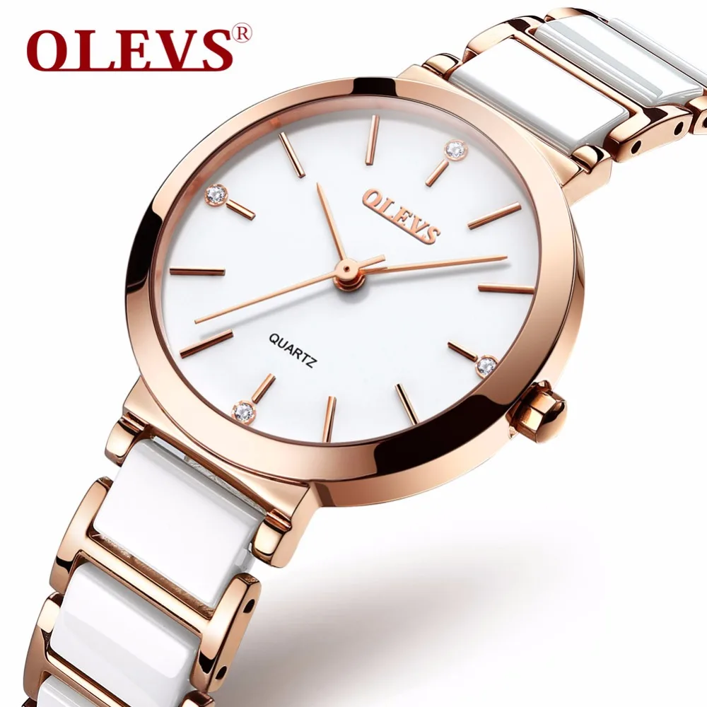 OLEVS Minimalist style Women Watches luxury Fashion Quartz wrist watches for women Ceramics Ladies Clock Relogio Masculino NEW
