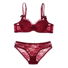 

New 2018 summer European Women lingerie Luxury sexy lace embroidery gather thin cotton comfortable bra set