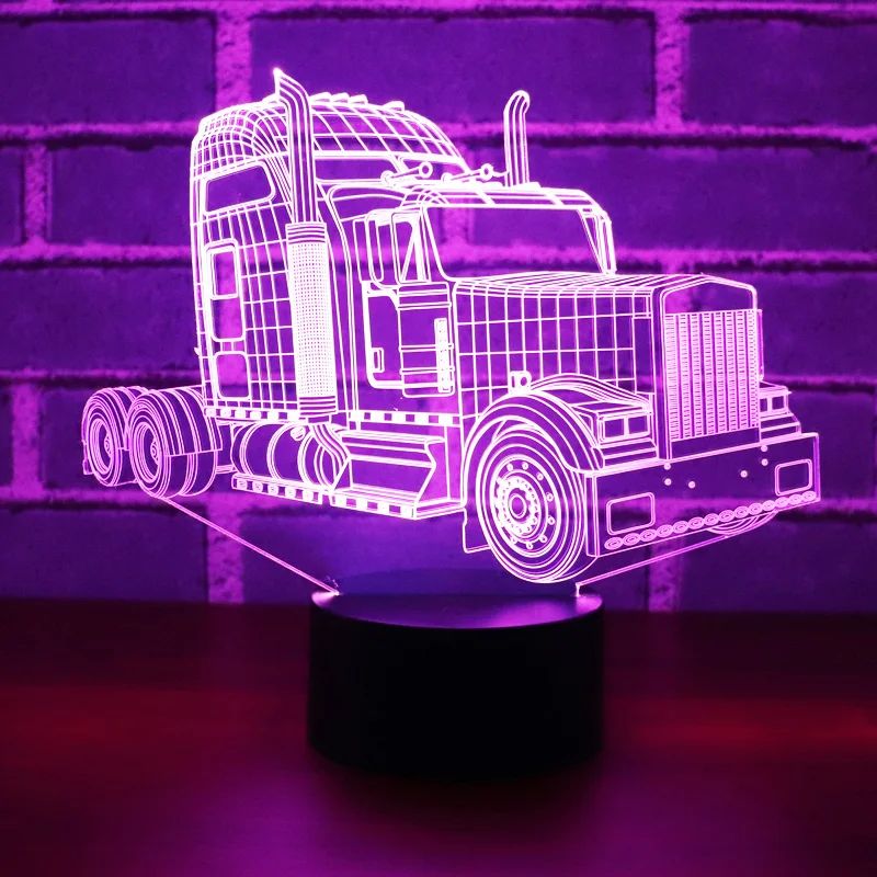 7 цветов Изменение большой грузовик ночник 3D автомобиль Led спальня настольная