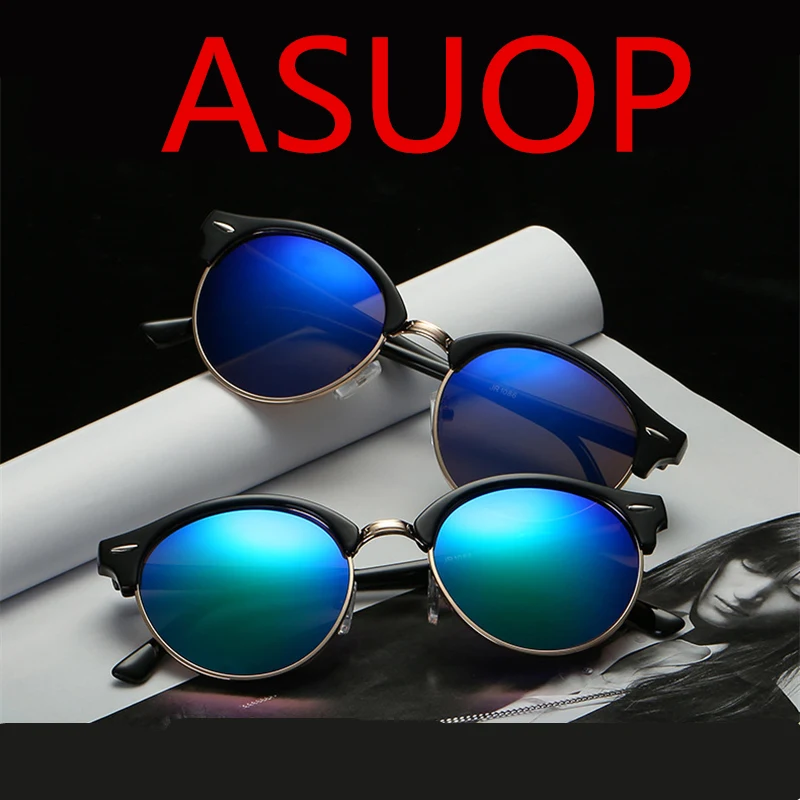 ASOUZ 2019 new round men's sunglasses UV400 fashion brand ladies glasses classic retro popular designer design driving sunglasses (9)