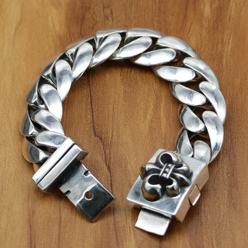 

Starfield S925 Sterling Silver Retro Thai Silver Men Women Scouts Flower Luxury Bracelet Homme Cross Star