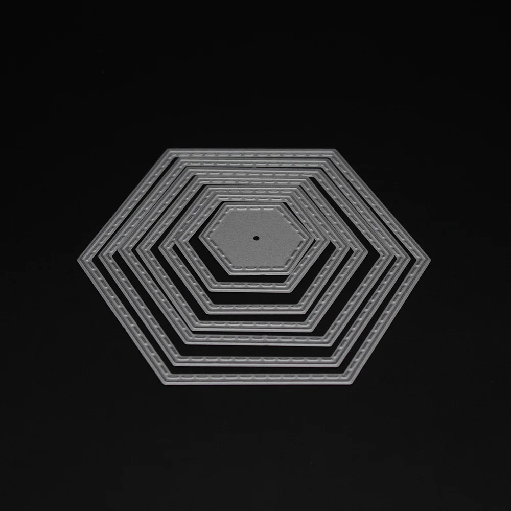 7pcs/set Hexagon Spiral Die Cut Metal Cutting Dies Stencils DIY