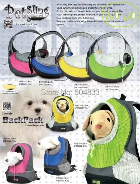 Dogs Backpack Breathable Pets Portable Bag Double-Shoulder Travel Carriage Pet Products 5colors S L