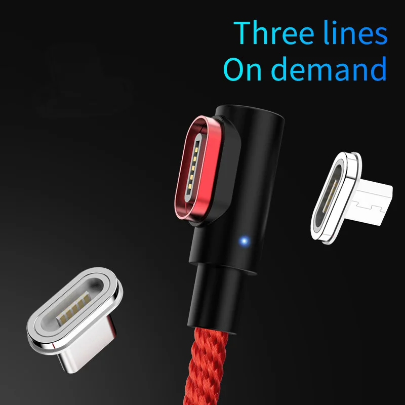 Магнитный светодиодный кабель в оплетке type-C Micro USB Магнитный зарядный кабель для iphone X 7 8 6 Max для samsung s9 Xiaomi 8 SE huawei P20
