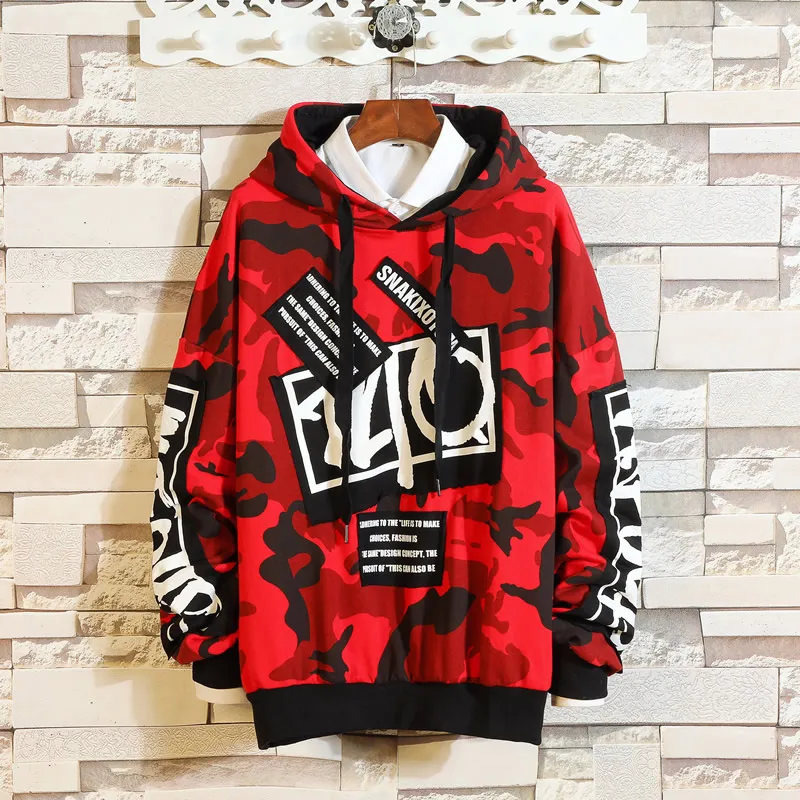 XiaoTianXinMen XTX Men Half-Zip Pullover Slim Hooded Drawstring Printed Sweatshirt