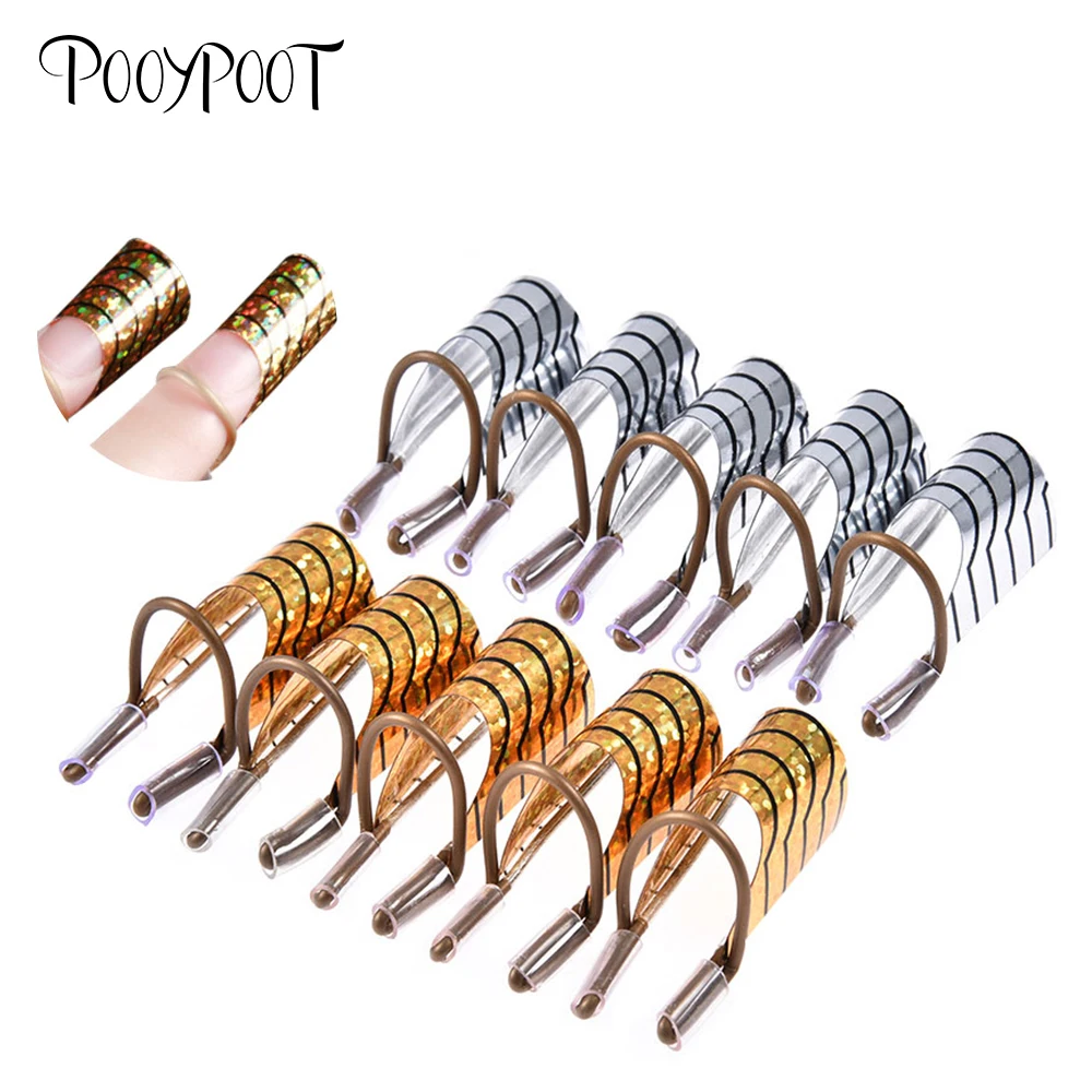 Pooypoot 5 шт. формы для ногтей C изогнутой формы гель для ногтей руководство для наращивания ногтей советы для дизайна французский металл форма для создания геля Инструменты для укладки