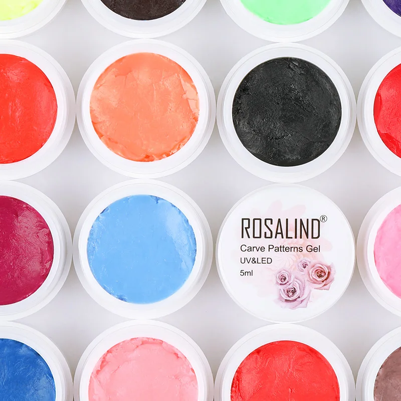 

ROSALIND Gel Nail Polish Varnish Hybrid Semi Permanant Carved Patterns All For Decoration Top Base Coat UV Nail Art Gel Polish