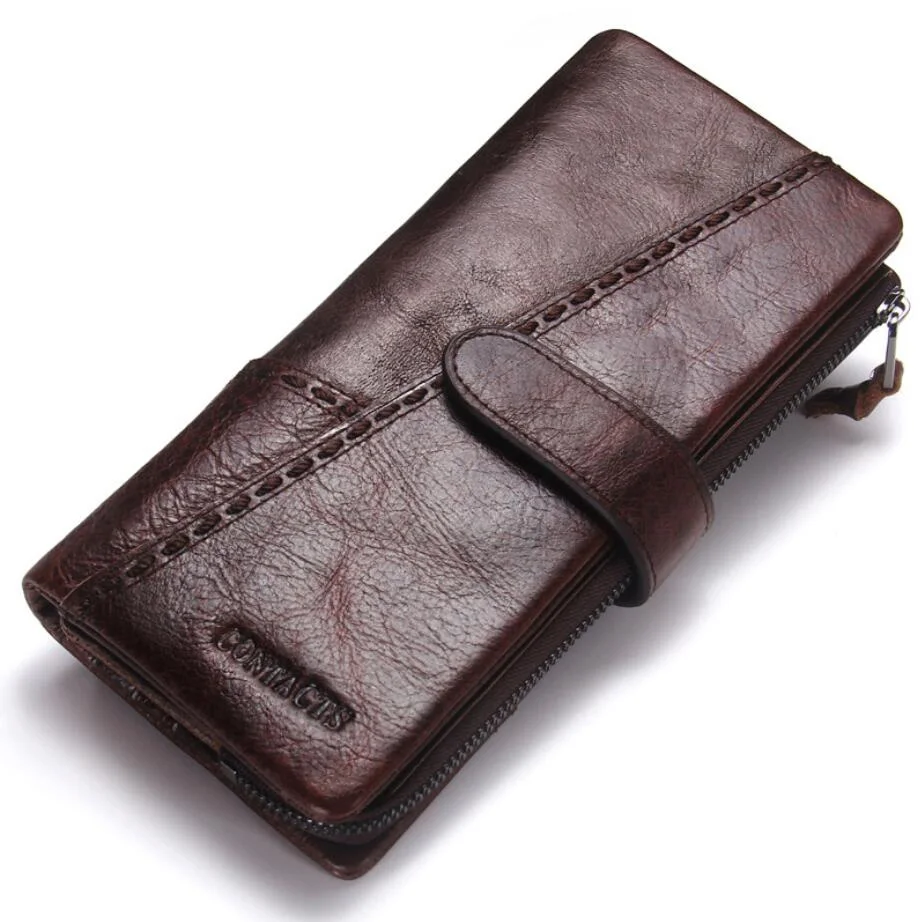

Vintage Men Wallet Brand Genuine Leather Male Zipper Clutch Long Card Holder Detachable Activity Coin Purse Carteira Masculina