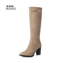 Лидер продаж; женская обувь из натуральной кожи ручной работы; сапоги до колена на толстом каблуке; зимние сапоги