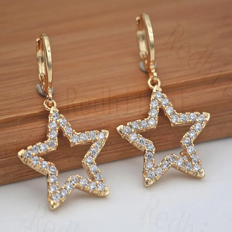 

Elegant Luxury Star Earrings For Women Fashion Jewelry Gold Filled Earrings 2019 New Dangle Drop Earrings Wedding Gift OBS3117