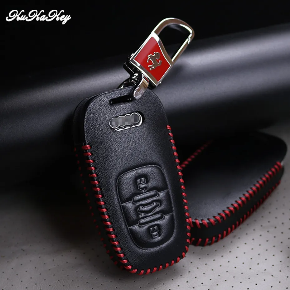 Genuine Leather Car Key Cover Keys Case For Audi A4 S4 B7