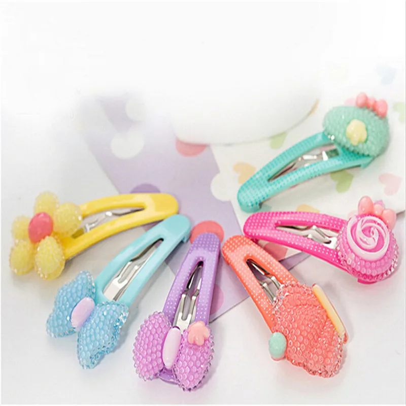 

New Girl Hairpin Crystal Rhinestone Barrette Kawaii Hairpins Bow Flower Children Hairgrip 1Pair Hair Clip Girls Hair Accessories