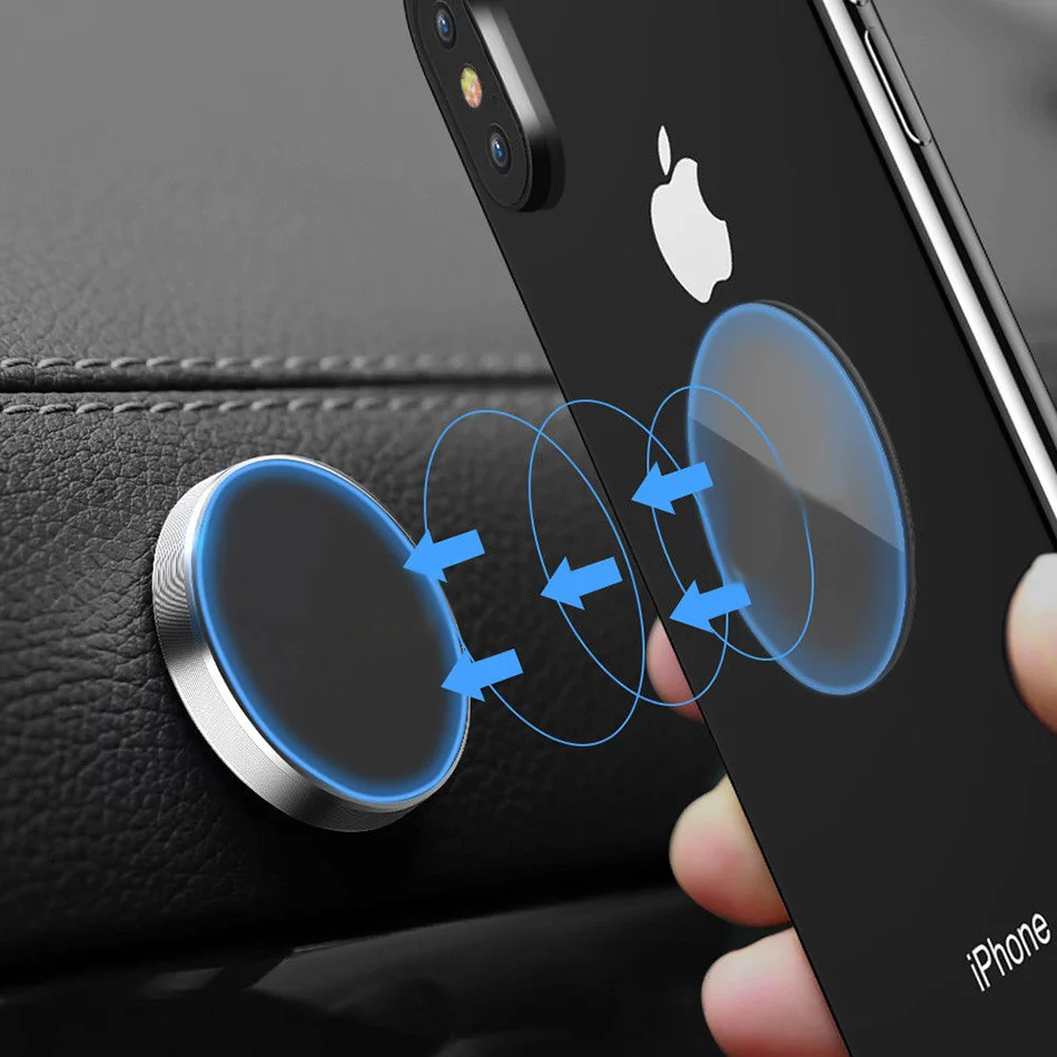 

Magnetic Car Phone Holder For iPhone XR Max Universal Wall Desk Metal Magnet Sticker Mobile Stand Phone Holder Car Mount Support