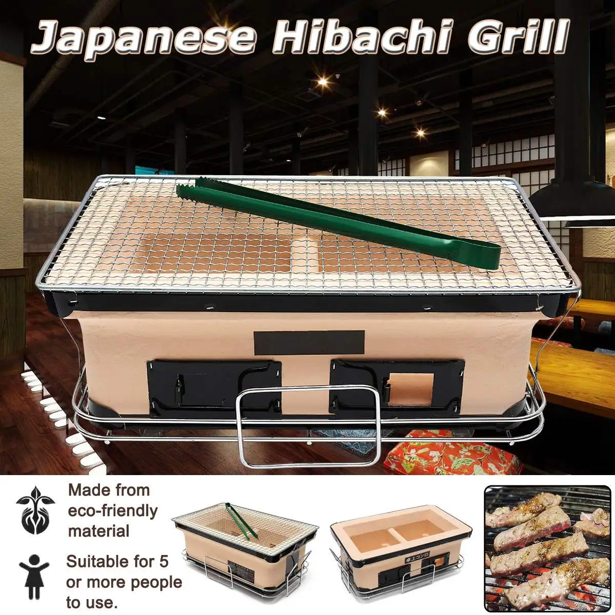 

2019 New 3 in 1 Japanese Korean Ceramic BBQ Table 40x25cm Grill Yakitori Barbecue Charcoal Bergmeal Figuline Cooking Stove