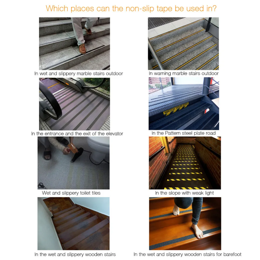 5 м Roll PEVA резиновые противоскользящие Предупреждение барьер ленты в полоску наклейки Лестницы