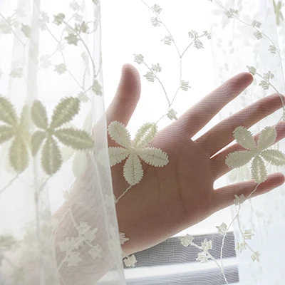 Современные оконные занавески, прозрачные корейские занавески с вышивкой, Роскошные цветы, кружевные занавески для гостиной, детской спальни - Цвет: Белый