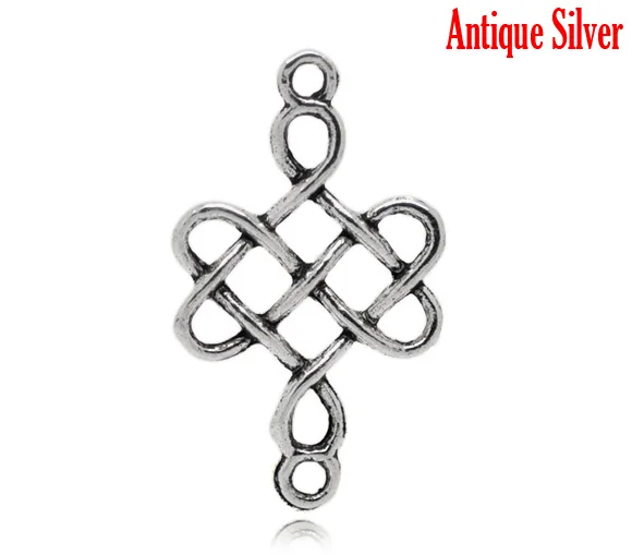 

Zinc metal alloy Connectors Findings Chinese knot Antique Silver Color Plated 3.1cm(1 2/8") x 18mm( 6/8"), 10 PCs new