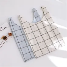 YILE хлопковый льняной жилет в форме Экологичная для шоппинга с ручкой сумка на запястье Сумочка клетчатая клетка YM81016a