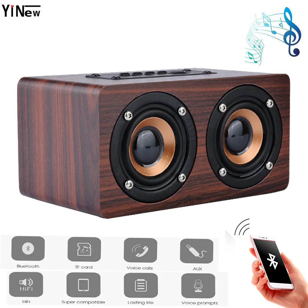 Wooden Wireless Bluetooth Speaker Portable TV Sound box bar HiFi Shock
