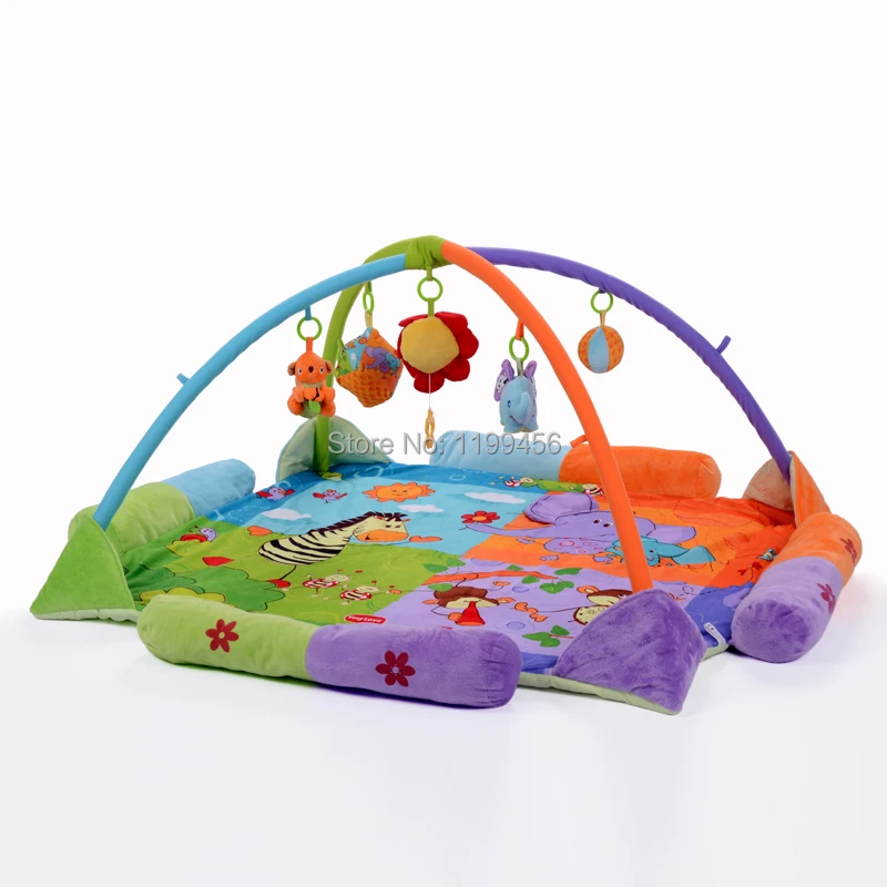 

Baby Toy Play Mat Twist and Fold Activity Gym Play Gym Playmats Soft Musical Colorful Gymini Playmat with 5 Toys Soft 120*120cm
