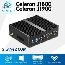 Mini PC Computer Celeron J1900 Quad Core Windows 10 Linux Celeron J1800 Dual Core Mini Industrial Desktop Computador 2*RJ45