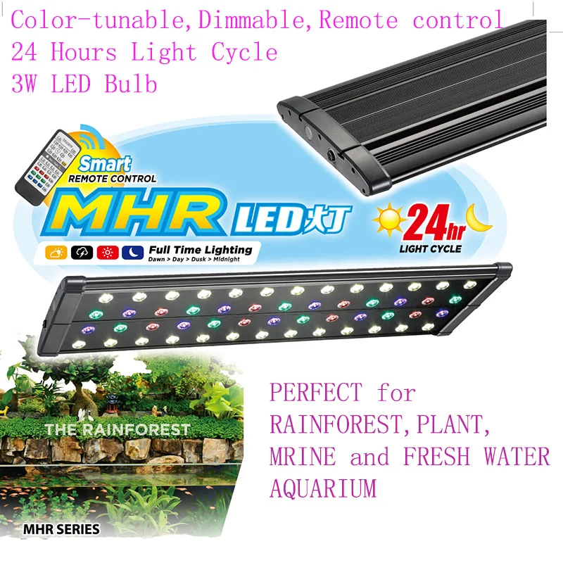 36 "-48" / 90-120CM MHR Cichlidová rostlina Cichlidová rostlina Sladkovodní akvárium Vodní Pet LED Světelná kontrolka vzdálený stmívatelný barevný časový cyklus