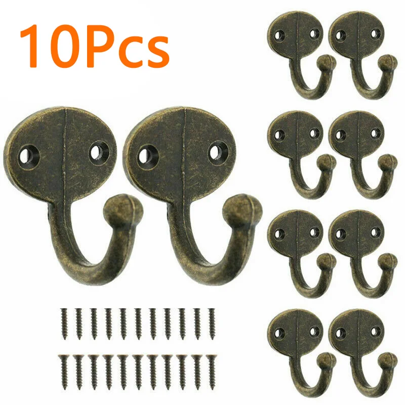

10PCS Bronze Door-back Vintage Hook For Home Kitchen Hat Towel Hook Home Organization Tool