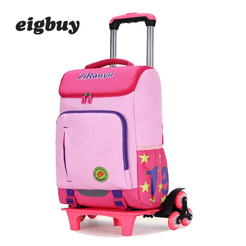 

Kids Boys Girls Trolley School Bag Luggage Book Bags Backpack Latest Removable Backpacks For Children School Bag 2/6 Wheels