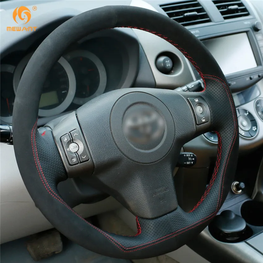 MEWANT черный кожаный замшевый чехол рулевого колеса автомобиля для Toyota Yaris Vios RAV4 2006