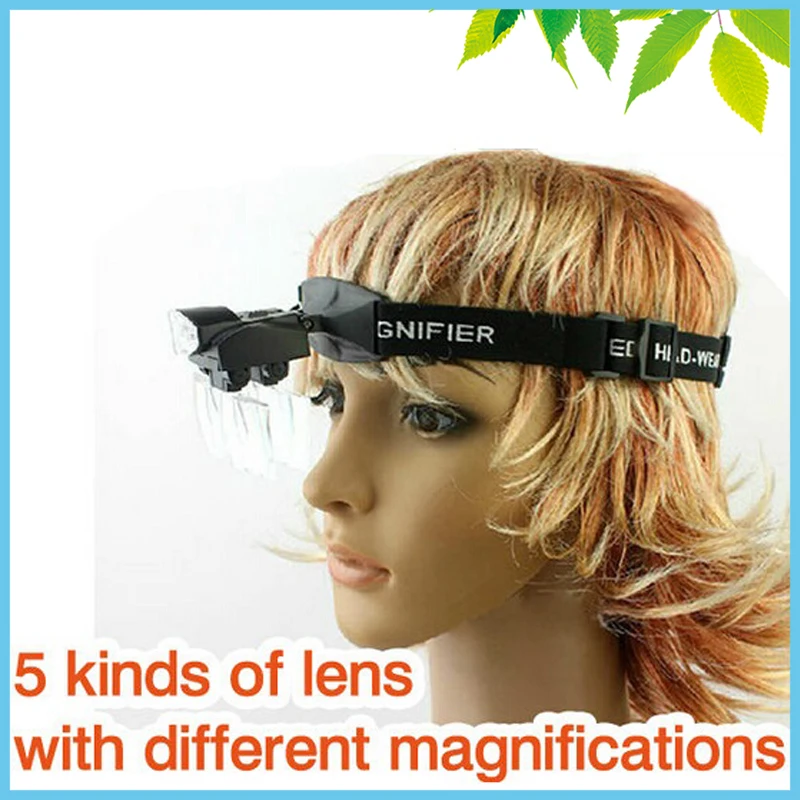 Head Visor Magnifying Glass LED Portable Headband Magnifying Glasses