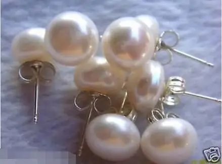 

Shipping >>>> new hot 4 sets 8-8.5mm Freshwater white pearl stud earrings