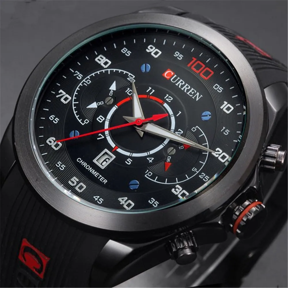 

Top Brand CURREN Men Rubber Watch Fashion Sport Waterproof Quartz Wristwatch Military Style Male Clock reloj hombre