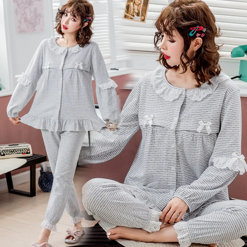 2019 Onesie Хлопок Moonwear пижамы для беременных женщин до и после родов грудного вскармливания кардиган домашняя одежда