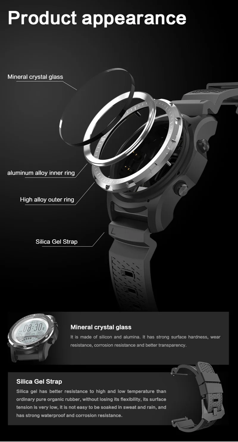Volemer GPS Outdoor Smart Watch S966 Heart Rate Monitor Multi-sport Compass Cycling Sport Watch Altitude Temperature Wristwatch  (13)