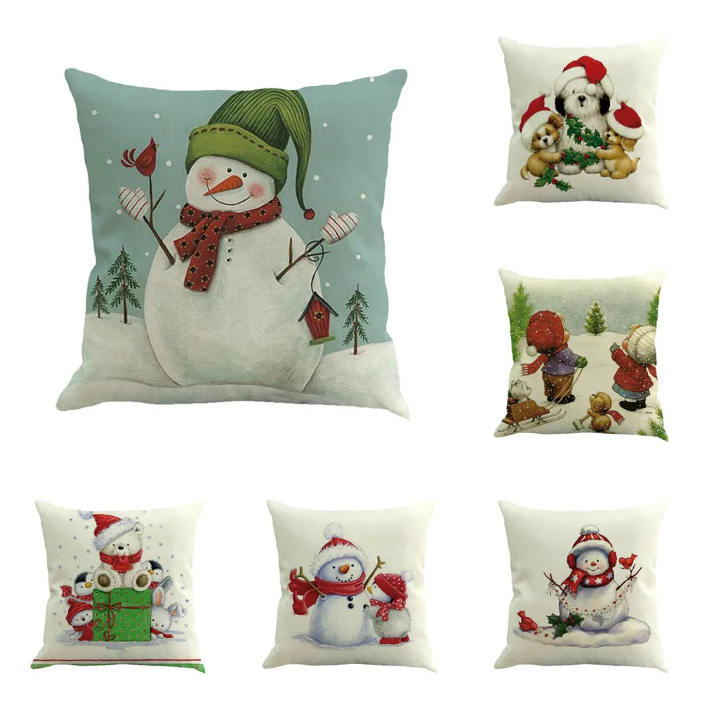 

Christmas Cushion Cover Print Pillow Case Polyester Sofa Car Cushion Cover Home Decor cojines decorations pillowcase 2019 @X