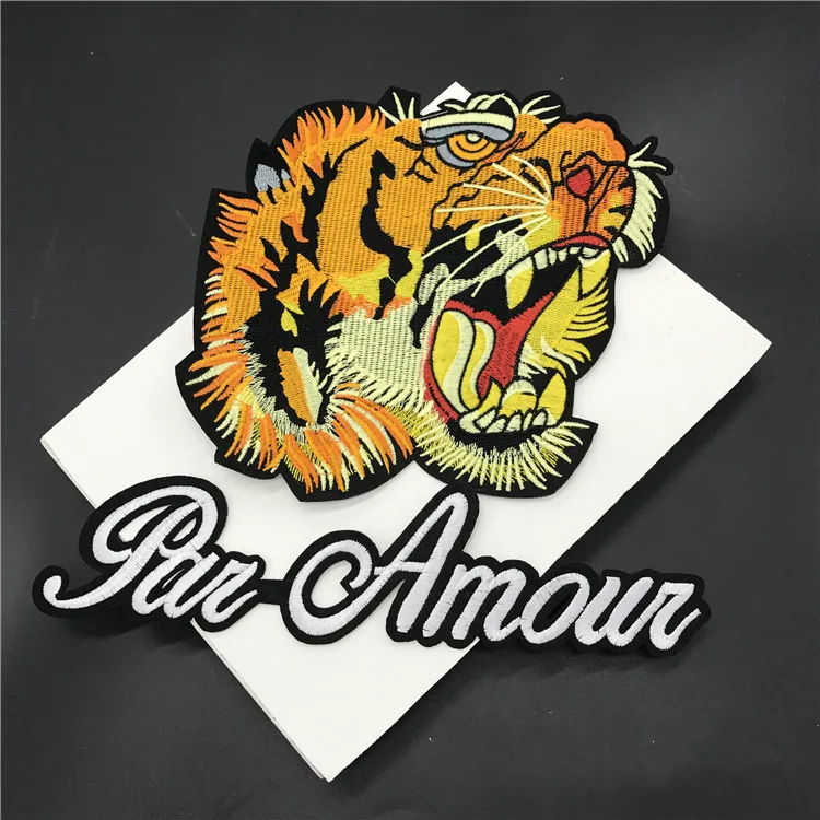 

20pcs Cool Tiger Head And Letter Patches Iron On/Sew Fabric Sticker For Clothes Badge Embroidered Appliques Diy Parche Bordado