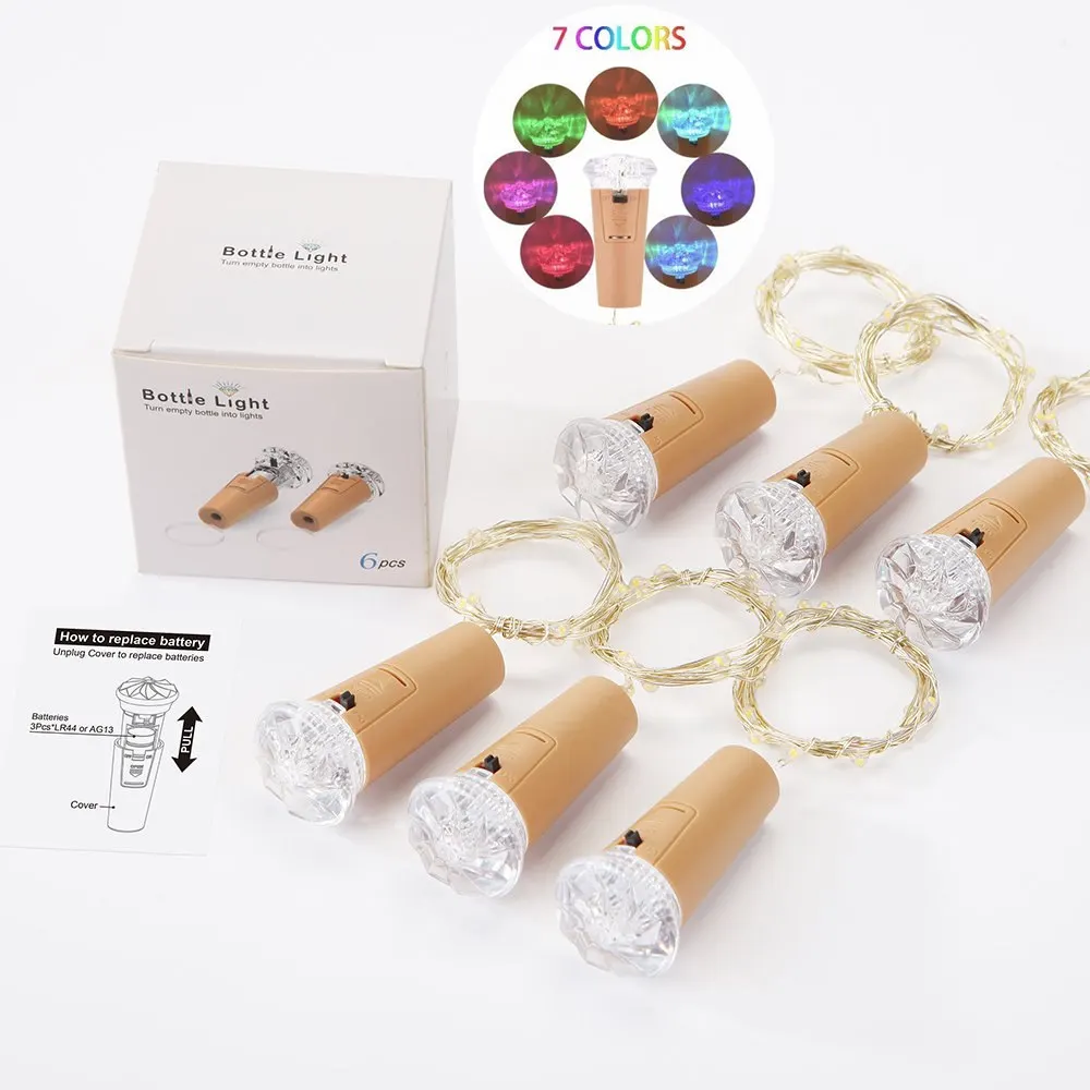 

Jinhengyang 6pack 5ft 15 LED Wine Bottle Cork Battery Powered Garland DIY String Lights Waterproof Lamp Indoor Wedding Party