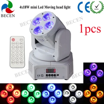 

BECEN 1-10pcs white remote controller 4x18W 6in1 rgbwa uv led moving head light with dj stage light