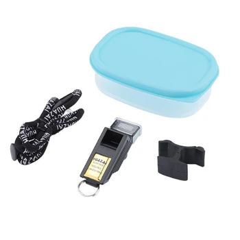 

NEW Coach Whistle Kit, Lightweight Portable Detachable Loud Whistles Finger Clip Teeth Guard Rope Storage Box Set