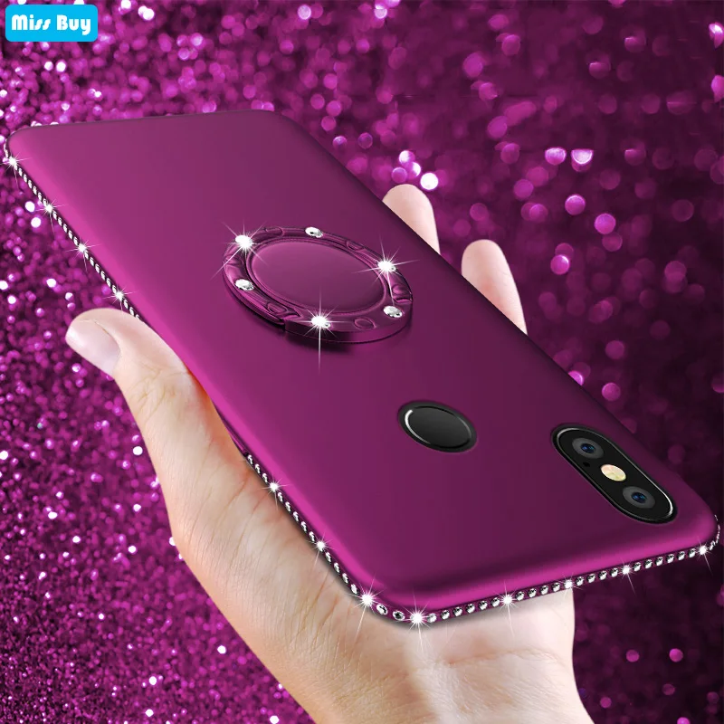 

For Xiaomi MI 8 Se Case Bling Diamond Case For Xiaomi MI 8 Lite Mi8 Mi 9 Redmi Note 7 Silicone Soft Cover Finger Ring Magnetic