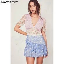 Boho loveshack/летние платья с v-образным вырезом и оборками, тонкое шелковое праздничное платье с аппликацией в стиле пэчворк, особый интерес, мини-платье со складками